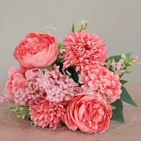 Fleurs artificielles colorées de style européen, pivoines et hortensias à tenir à la main, décoration d'intérieur pour salon et chambre à coucher