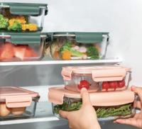 Ensemble de récipients alimentaires en verre à haute teneur en borosilicate, passe au micro-ondes et au congélateur, couvercles hermétiques, incassables pour la préparation des repas