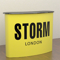 Table de comptoir pliable pop-up en aluminium et polyester, présentoir imprimé par transfert thermique pour activités promotionnelles