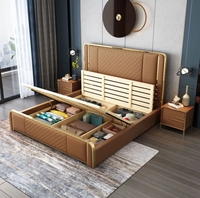Vente directe d'usine de meubles de chambre à coucher d'art en flanelle d'agneau de style nordique mobilier de chambre à coucher italien de luxe moderne de grande taille ensemble de chambre à coucher