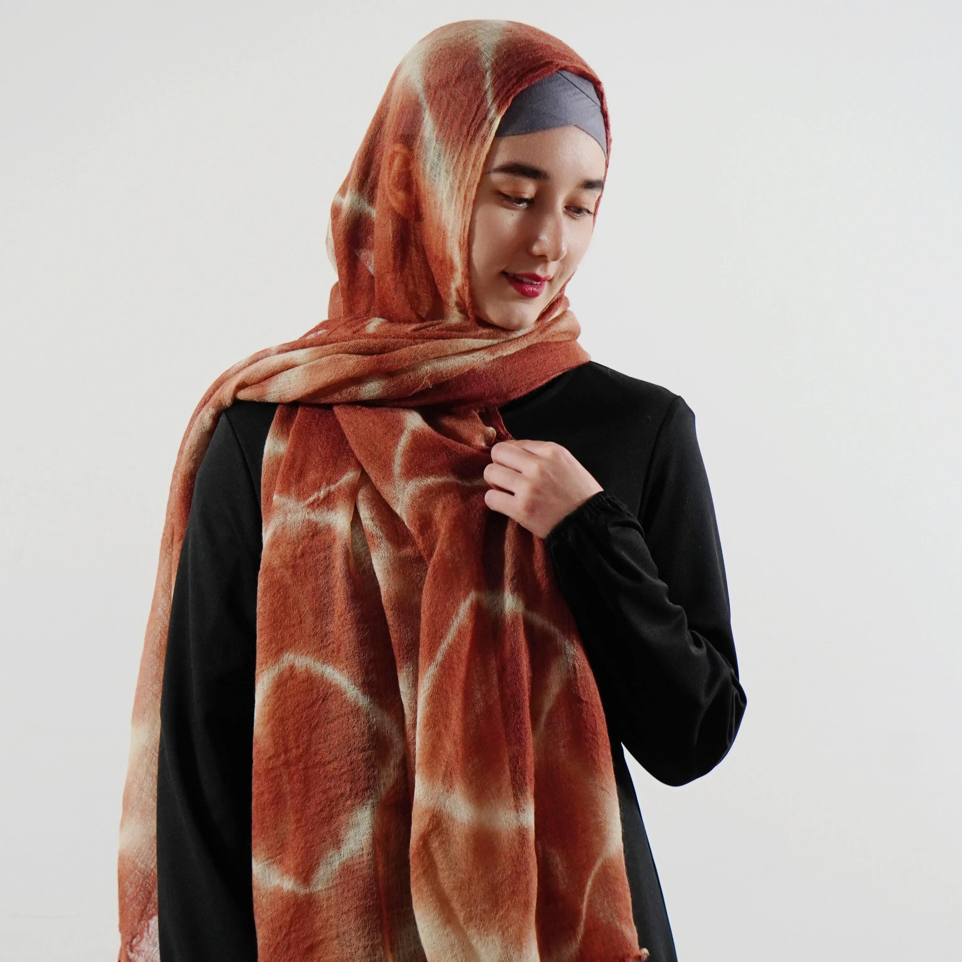 Scialli invernali islam da donna musulmani tie-dye in pashmina a maglia hijab plangi copricapo mussulman sciarpe in cashmere fantasia da donna