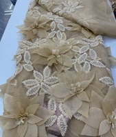Dentelle française 3D brodée de haute qualité 2026 avec sequins et perles, motif floral, pour robe de soirée romantique