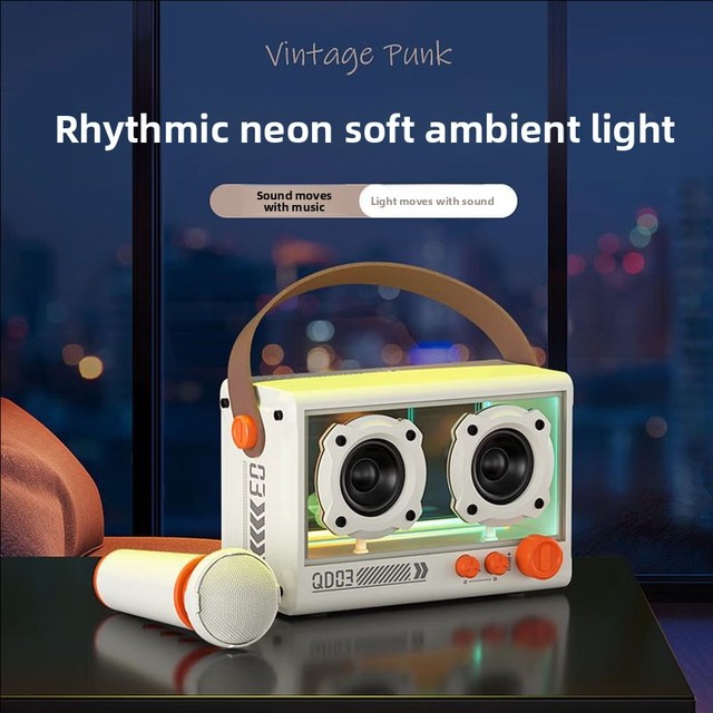 QD03 Transparent K Song Speaker, Single Microphone Handheld Portable Audio, Outdoor Home Singing Speaker Smart Sound Box