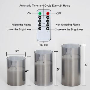 2*AA Battery Operated Flameless Real Wax Votive Pillar Led Glass Candle Remote Control 3D Flame Light Christmas Wedding Home - Product Image 4