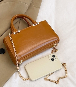 Casual Vintage Retro Style Women's PU Leather Box <strong>Bag</strong> with Zipper Closure Single Strap Top Handle Waterproof <strong>Mini</strong> Tote - Product Image 5