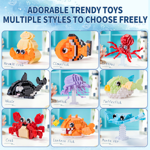 Ensemble d'animaux marins, blocs de <span class=keywords><strong>construction</strong></span> de créatures marines, briques de vie marine, 12 styles, modèle de <span class=keywords><strong>construction</strong></span> DIY pour enfants, cadeau d'été - Product Image 2
