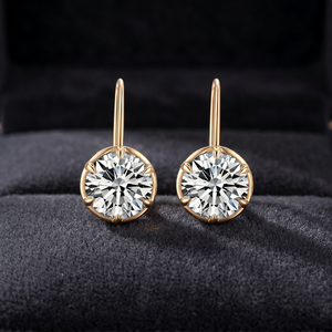 Luxury Round Brilliant Cut Zircon Drop <b>Earrings</b> Gold Plated 925 Sterling Silver <b>Dangle</b> Wedding Jewelry fashion Stud <b>Earrings</b> - Product Image 3