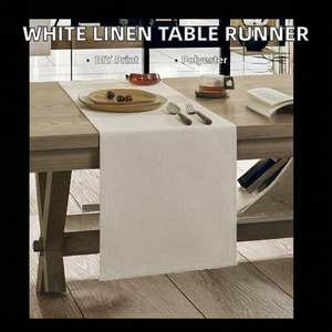 Camino de Mesa Navideño Blanco de Estilo Natural con Estampado de Plantas para Sublimación DIY, 100% Poliéster, 13x70 Pulgadas, para el Hogar - Product Image 2