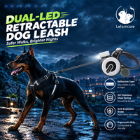 Laisse rétractable intelligente réfléchissante pour la sécurité nocturne des grands chiens, pour des promenades nocturnes silencieuses