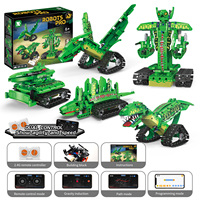 Juego de Bloques de Construcción de Dinosaurios Robóticos 5 en 1 con Control Remoto por Aplicación, Programación, Plástico, Educativo, STEM, Modelo de Juguete