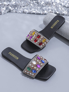 Summer One Line Slippers Water Outdoor Versatile Square Head Fashion Women's <b>Flat</b> Bottom Casual Beach Sandals - Product Image 6