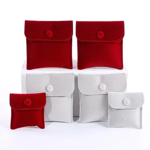 Personaliized Jewelry Flap Pouches Snap Bags Button Closure 7*7 Cm Necklace Earrings Packing Bags Accept Custom In Stock