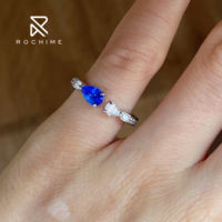 Bague ajustable Rochime en forme de double goutte d'eau avec zircone cubique, chic et tendance, pour usage quotidien, empilable, bijoux pour femme