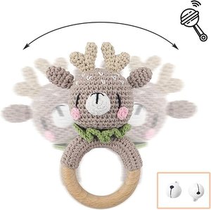 Sonajero inflable de grado alimenticio para bebés, hecho a mano con hilo de ganchillo, sonajero de mano relajante para la dentición, <span class=keywords><strong>regalo</strong></span> - Product Image 3