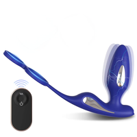 S-Hande Nouveauté Plug Anal Vibrant Électrique Double Pénis pour Homme 5 Modes 9 Vibrations ABS+Silicone Médical Étanche
