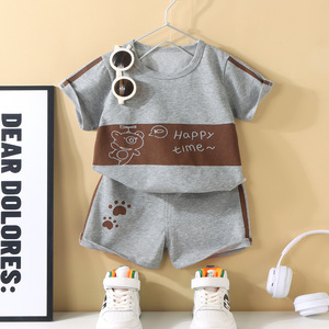 Kinder Jungen Mädchen Kurzarm Baumwolle Cartoon-Muster Sommeranzug <span class=keywords><strong>Baby</strong></span> Koreanischer Stil Kleidung - Product Image 4