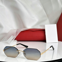 Lunettes de soleil personnalisées en métal de style européen et américain, avec verres dégradés polygonaux dorés, monture intégrale carrée, protection UV400, unisexe