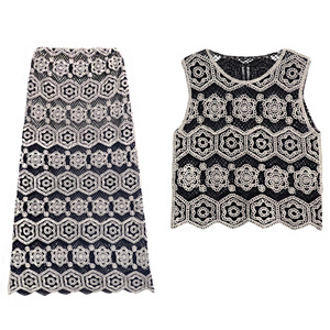 Summer Women's Boho <strong>Crochet</strong> Sleeveless Vest &amp; Maxi Skirt <strong>Two</strong> <strong>Piece</strong> Outfit OEM ODM Summer <strong>Crochet</strong> Outfit <strong>Set</strong> <strong>Crochet</strong> 2 <strong>Piece</strong> <strong>Sets</strong> - Product Image 2