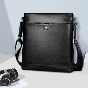 Borsa a tracolla Casual da <span class=keywords><strong>uomo</strong></span> in vera <span class=keywords><strong>pelle</strong></span> stile Messenger verticale in <span class=keywords><strong>pelle</strong></span> di vacchetta pieno fiore - Product Image 1