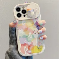 INS Mignon 3D Étoile Arc-En-Vague Bord Pousser Fenêtre De Protection Silicone Étui Souple pour iphone 15 14 Pro Max 13 12 11 Couverture Antichoc