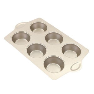 แม่พิมพ์โดนัทเหล็กกล้าคาร์บอนเคลือบสารกันติด 6 ช่อง สำหรับอบเค้ก คัพเค้ก ใช้กับเตาอบได้ - Product Image 4