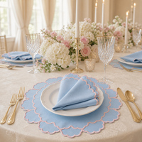 Serviettes en lin 100% brodées avec logo personnalisé, bord festonné, faites à la main, sets de table, monogramme de mariage, haute qualité