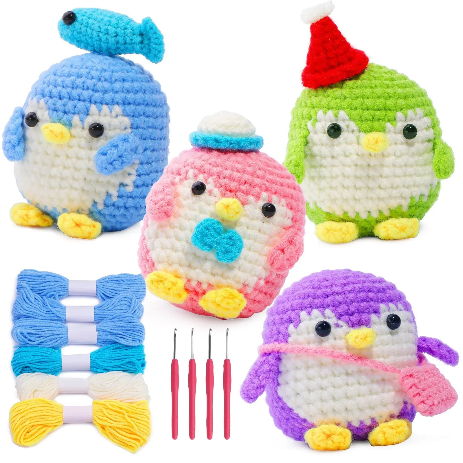 さまざまなスタイルのDIY手織りキットかぎ針編み人形DIYおもちゃ初心者のためのかぎ針編み動物キットDIY編み物かぎ針編みキット