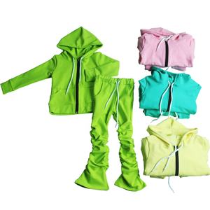 ชุดวอร์มเด็กชายและเด็กหญิง กางเกงขายาวแบบสแต็ค เสื้อฮู้ดผ้าฟลีซ ชุดแทรคสูท เสื้อผ้าเด็ก ชุดจ็อกเกอร์ ชุดกางเกงขายาวแบบสแต็คสำหรับเด็กผู้หญิงสำหรับฤดูหนาว - Product Image 2