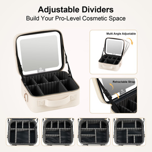 [Envío Gratuito a EE. UU.] Juego de <span class=keywords><strong>Maquillaje</strong></span> al por Mayor para Mujer, Bolsa de Cosméticos con Cierre de Cremallera y Espejo, Diseño de Puntos en PU - Product Image 3