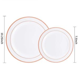 Roce Gold 150pcs Service de vaisselle avec tasses assiettes serviettes en plastique blanc - Product Image 3