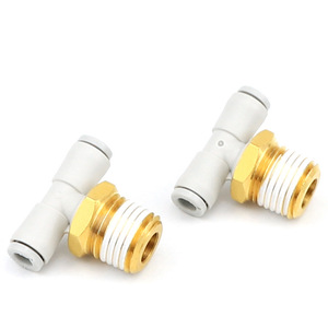 Dde Dade Pneumatics T Type <b>Connector</b> External Thread <b>Quick</b> Plug Plastic Copper Body Pneumatic Fittings - Product Image 2