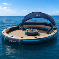 Île de fête gonflable OEM avec auvent et sièges canapé personnalisables (couleur et logo) pour la location en piscine, lac et plage