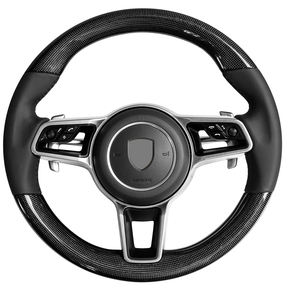 Volante de cuero de fibra de carbono personalizado para Porsche Panamera Cayenne Macan 718 911 918 Taycan Boxster Cayman 991 modelos - Product Image 1