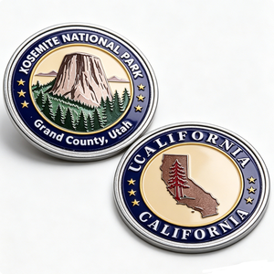 Moneda Conmemorativa Personalizada de Aleación de Zinc Fundida a Presión, Diseño de Paisaje Estatal de Yosemite de Doble Cara, Recuerdo de Viaje y Coleccionable - Product Image 3