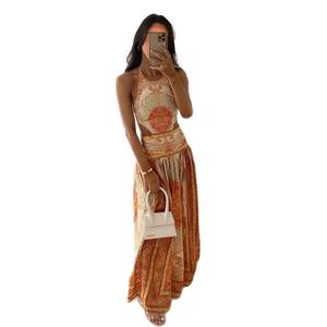 เดรสยาวลูกไม้เปิดไหล่ของผู้หญิงชุดเดรสปาร์ตี้เปิดไหล่พิมพ์ลายดอกไม้วินเทจแฟชั่น - Product Image 5