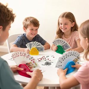 Custom Logo & Design Plastic 4Pcs <b>Playing</b> for Adults Children Game Poker Back <b>Card</b> Holder - Product Image 2