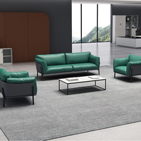 Ensemble de canapés de style milanais contemporain, Italie, pour salle d'attente commerciale, bureau, ensemble de canapés en cuir 5 places, moderne