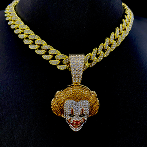 Chaîne cubaine Miami Hip Hop 13MM, sertie de pierres, pendentif <span class=keywords><strong>clown</strong></span>, colliers de bijoux, Payaso Colgante Collares - Product Image 5