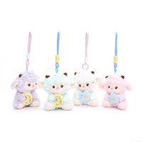 Porte-clés en peluche Mouton endormi Kawaii, breloque de sac en agneau doux et moelleux, animal en peluche avec coton PP