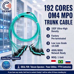 สายเคเบิลใยแก้วนำแสง KEXINT 192 คอร์ OM4 MPO to MPO แบบ Trunk Cable Type B Male APC LSZH 7 เมตร ความหนาแน่นสูง สำหรับเครือข่าย 100G 400G - Product Image 2