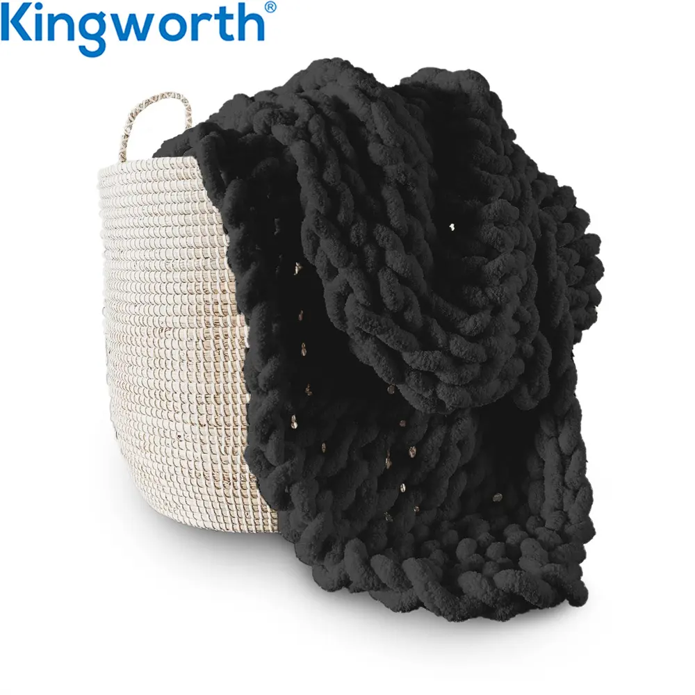 Kingworth Custom Name Soft Wholesale 100% Hand Knit Weighted Throw Chunky Knitted Blanket