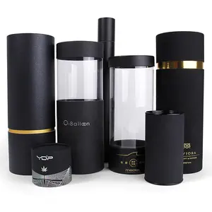 Fashion Design Tshirt Parfum Fles Verpakking Zwart Cilinder Doos Kartonnen Geschenkverpakking Dozen Parfum Verpakking Papieren Buis