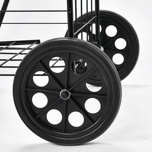 Chariot de courses pliable et portable pour la maison, grande capacité, en acier, à 4 roues, pour outils et courses, adapté aux personnes âgées - Product Image 2