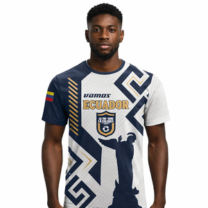 Camiseta Deportiva <span class=keywords><strong>de</strong></span> Fútbol <span class=keywords><strong>de</strong></span> <span class=keywords><strong>Ecuador</strong></span> para la Copa Mundial 2026, LA TRICOLOR, Corte Ajustado, Cuello Redondo, Manga Corta, para Hombre, para Ejercicio al Aire Libre - Product Image 3