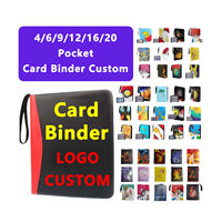 Carpeta de Colección de Tarjetas Coleccionables de Cuero PU y PP con Anillas, Recargable, de Hojas Sueltas, con 4, 6, 9, 12, 16 o 20 Bolsillos y Páginas Fijas