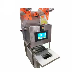 Máquina de sellado de bandejas de contenedores de alimentos de plástico para pequeños negocios/máquina de sellado automático de tazas