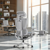 Chaise de bureau ergonomique en tissu moderne et tendance, base en alliage d'aluminium, pivotante, soutien lombaire réglable, chaise certifiée