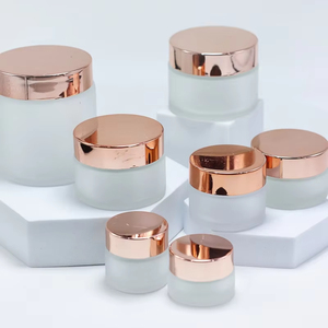 Envase Cosmético Esmerilado de 5/10/15/20/25/30/50/60/100g, Tarro de Vidrio Transparente Mate para Crema Facial con Tapa Dorada Rosa - Product Image 2