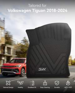 Fodera da pavimento in TPE per tutte le stagioni 3W per Volkswagen <span class=keywords><strong>Tiguan</strong></span> 2018-2024 <span class=keywords><strong>nera</strong></span> 1a fila di tutti i modelli - Product Image 2
