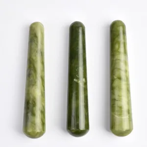 Natural Green Jade Smooth Gemstone Body Massage Wand Custom Yoni Stick Wholesale Green Jade Smooth Yoni Wand Massager